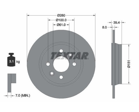 Brake disc 92347603 Textar