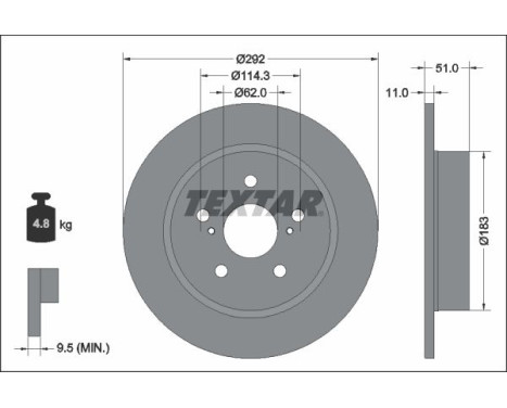 Brake disc 92347803 Textar