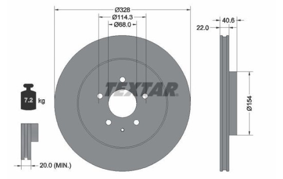 Brake disc 92349003 Textar