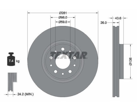 Brake disc 92349303 Textar