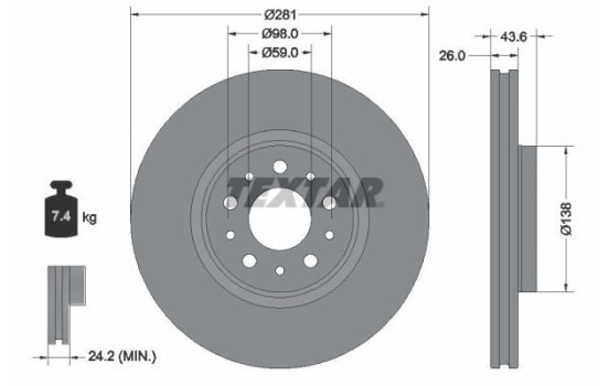 Brake disc 92349303 Textar