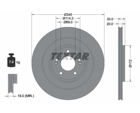 Brake disc 92349403 Textar