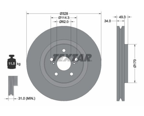 Brake disc 92349505 Textar