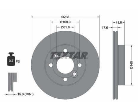 Brake disc 92350903 Textar