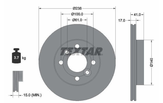 Brake disc 92350903 Textar