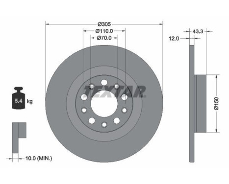 Brake disc 92351003 Textar