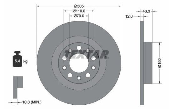 Brake disc 92351003 Textar