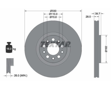 Brake disc 92351103 Textar