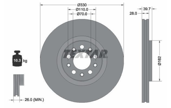 Brake disc 92351103 Textar