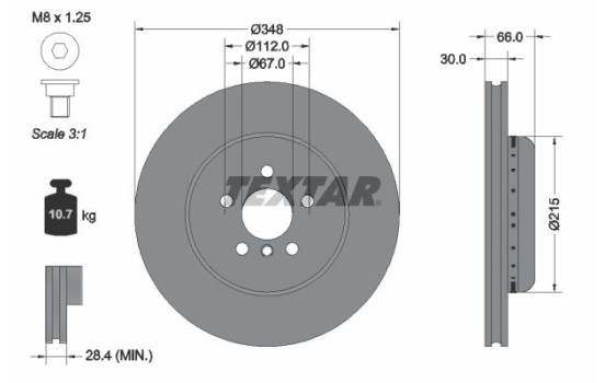 Brake disc 92351625 Textar