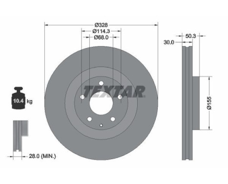 Brake disc 92352303 Textar