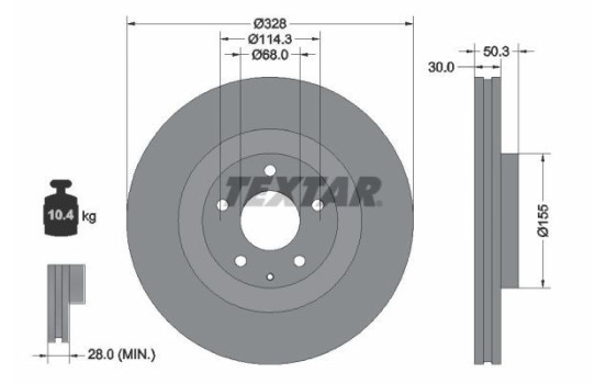 Brake disc 92352303 Textar