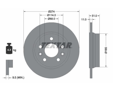 Brake disc 92352803 Textar