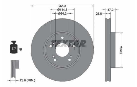 Brake disc 92353003 Textar
