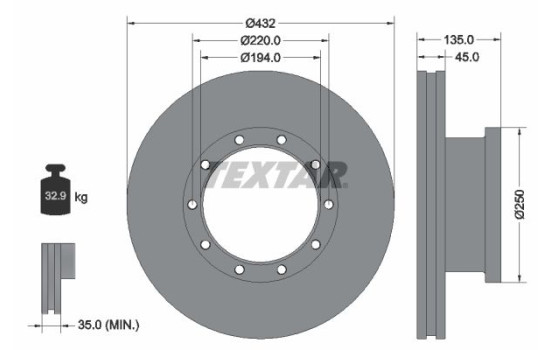 Brake disc 93058100 Textar