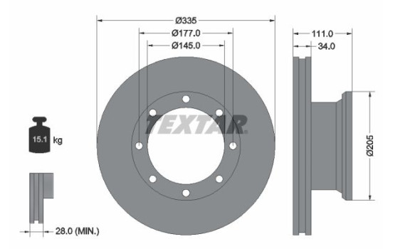 Brake disc 93102300 Textar