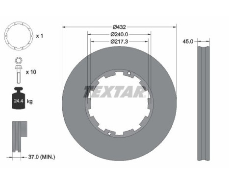 Brake disc 93145611 Textar