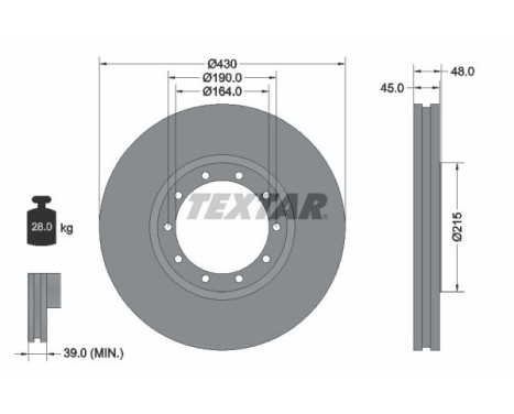 Brake disc 93193500 Textar