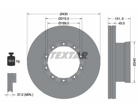 Brake disc 93308700 Textar