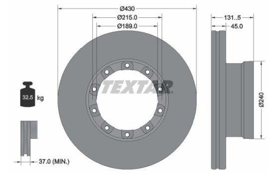 Brake disc 93308700 Textar