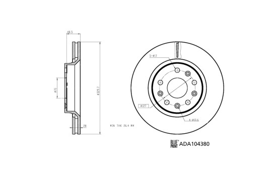 Brake Disc ADA104380 Blue Print
