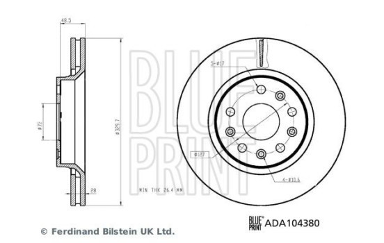 Brake Disc ADA104380 Blue Print, Image 2