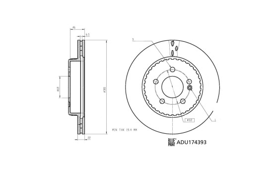 Brake Disc ADU174393 Blue Print