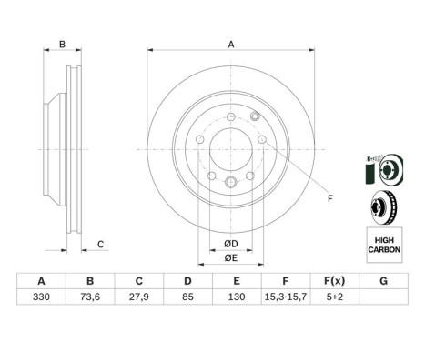 Brake Disc BD1025 Bosch, Image 5