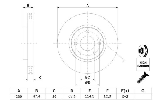 Brake Disc BD1207 Bosch, Image 5