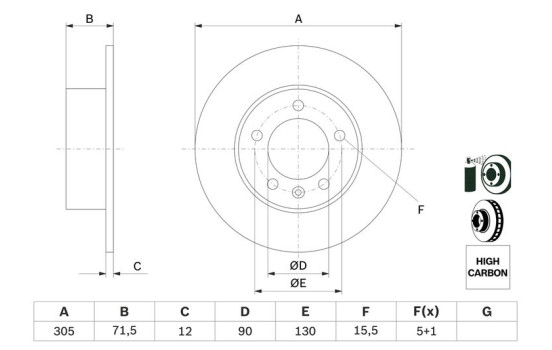 Brake Disc BD1549 Bosch, Image 5