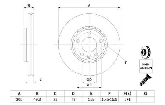 Brake disc BD2070 Bosch, Image 5