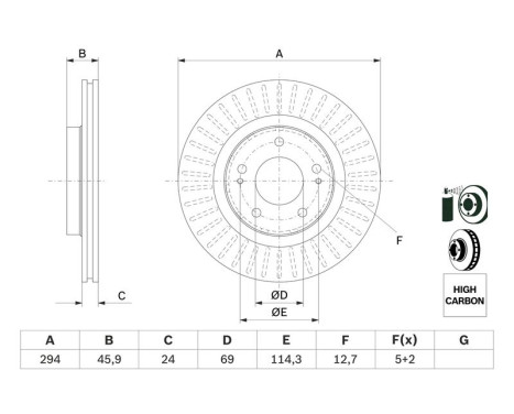 Brake disc BD2708 Bosch