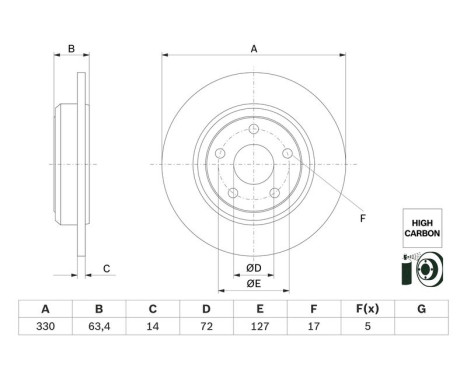 Brake disc BD2834 Bosch