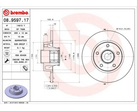 Brake Disc BEARING DISC LINE 08.9597.17 Brembo, Image 2