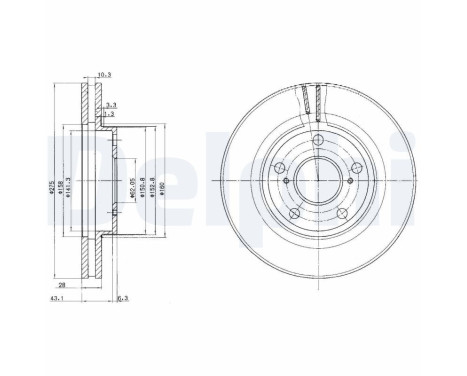 Brake disc BG2782 Delphi