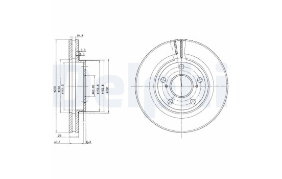 Brake disc BG2782 Delphi