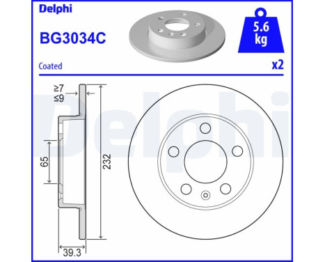 Brake Disc BG3034C Delphi, Image 2