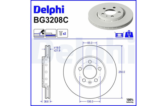Brake Disc BG3208C Delphi
