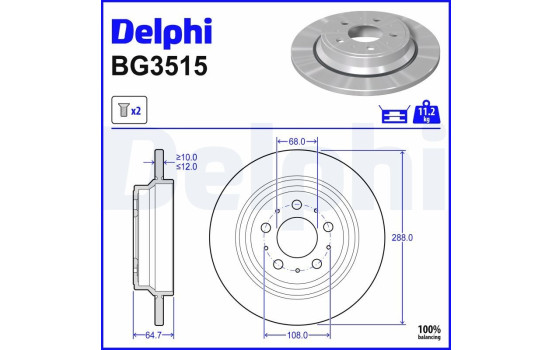 Brake Disc BG3515 Delphi