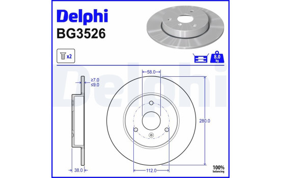 Brake Disc BG3526 Delphi