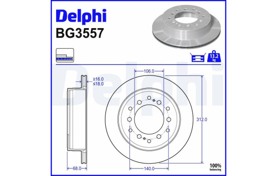 Brake Disc BG3557 Delphi