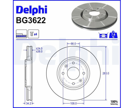 Brake Disc BG3622 Delphi