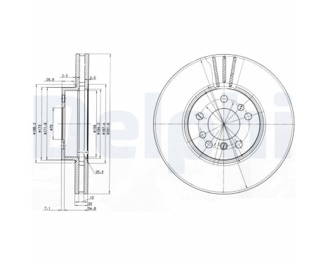 Brake disc BG3628 Delphi