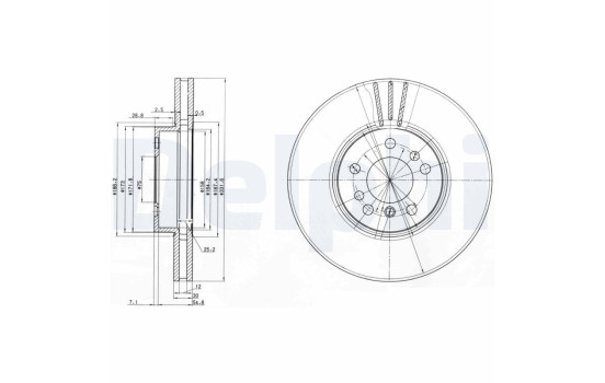 Brake disc BG3628 Delphi