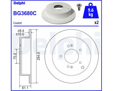 Brake Disc BG3680C Delphi