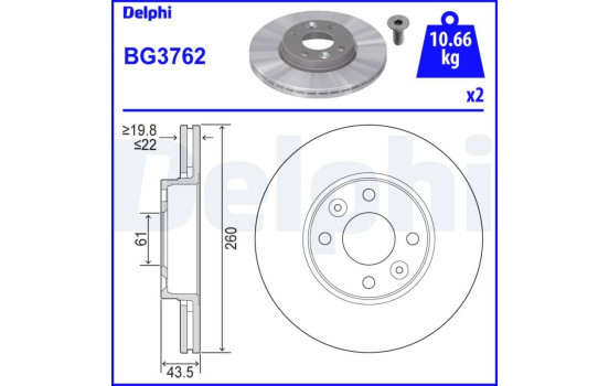 Brake Disc BG3762 Delphi