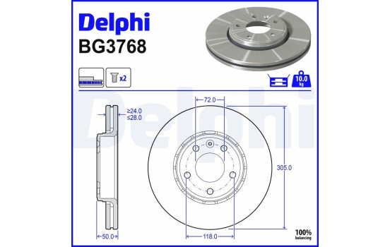 Brake Disc BG3768 Delphi