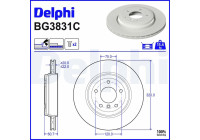 Brake disc BG3831C Delphi