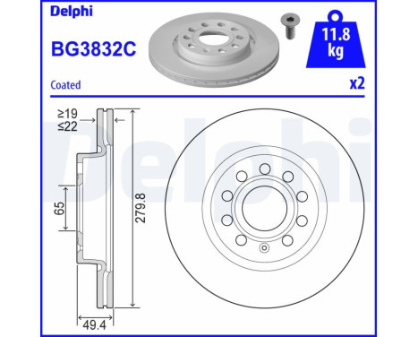 Brake Disc BG3832C Delphi