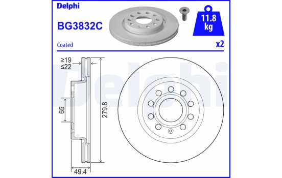 Brake Disc BG3832C Delphi